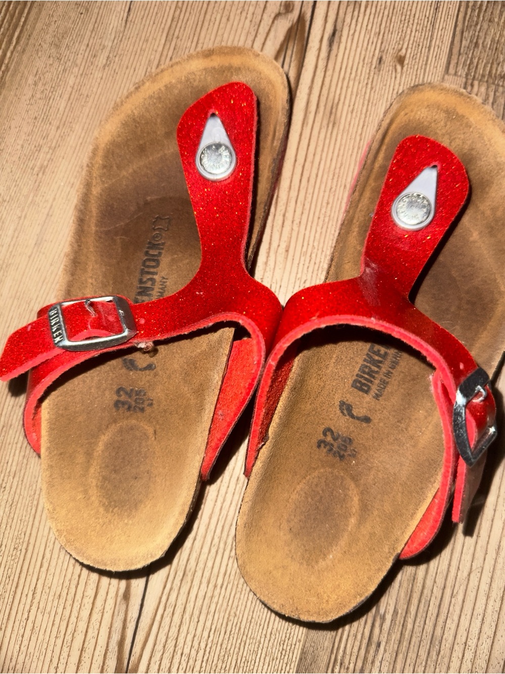 Birkenstock Red Sparkle Toe-Post Sandals